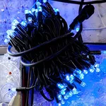 Бахрома 3х0.5м черный ПВХ кабель,  синий цвет